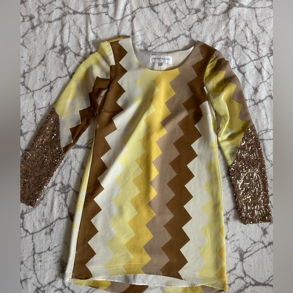 dress the population dress S Zigzag Lace-Up Coverup, 70s Style , Disco, Sequins - Picture 1 of 9